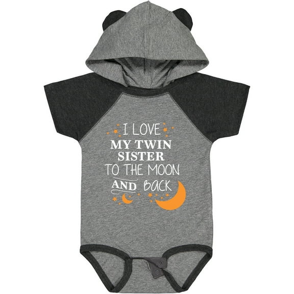Inktastic I Love My Twin Sister to the Moon and Back Boys or Girls Baby Bodysuit