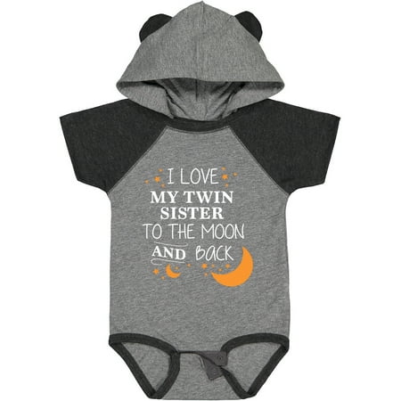 

Inktastic I Love My Twin Sister to the Moon and Back Boys or Girls Baby Bodysuit