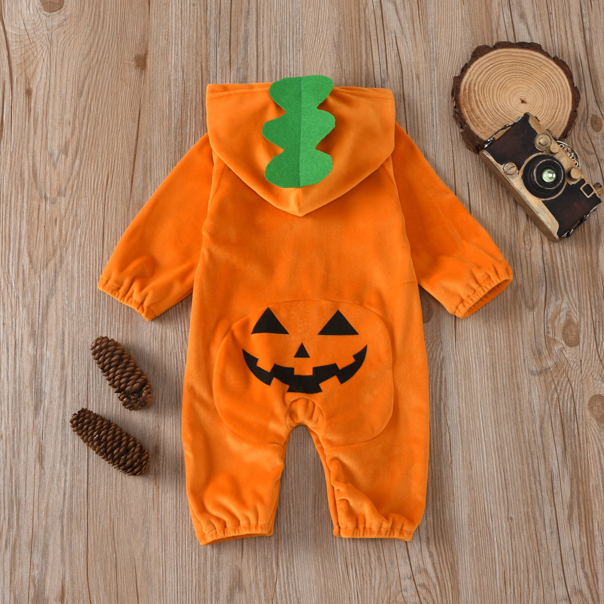 US Baby Ghost Costume Halloween Pumpkin Hooded Full Bodysuit Romper Fancy Dress