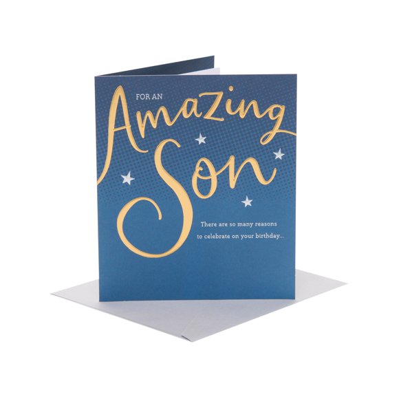 UK Greetings Birthday Card for Son - Gold & Blue Design