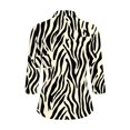 thumbnail image 5 of HCYSFG Womens Zebra Print Polo Shirt Collared 3/4 Sleeve Quarter Zip Golf Blouse Curved Hem Relaxed Fit Casual Sports Top, 5 of 6