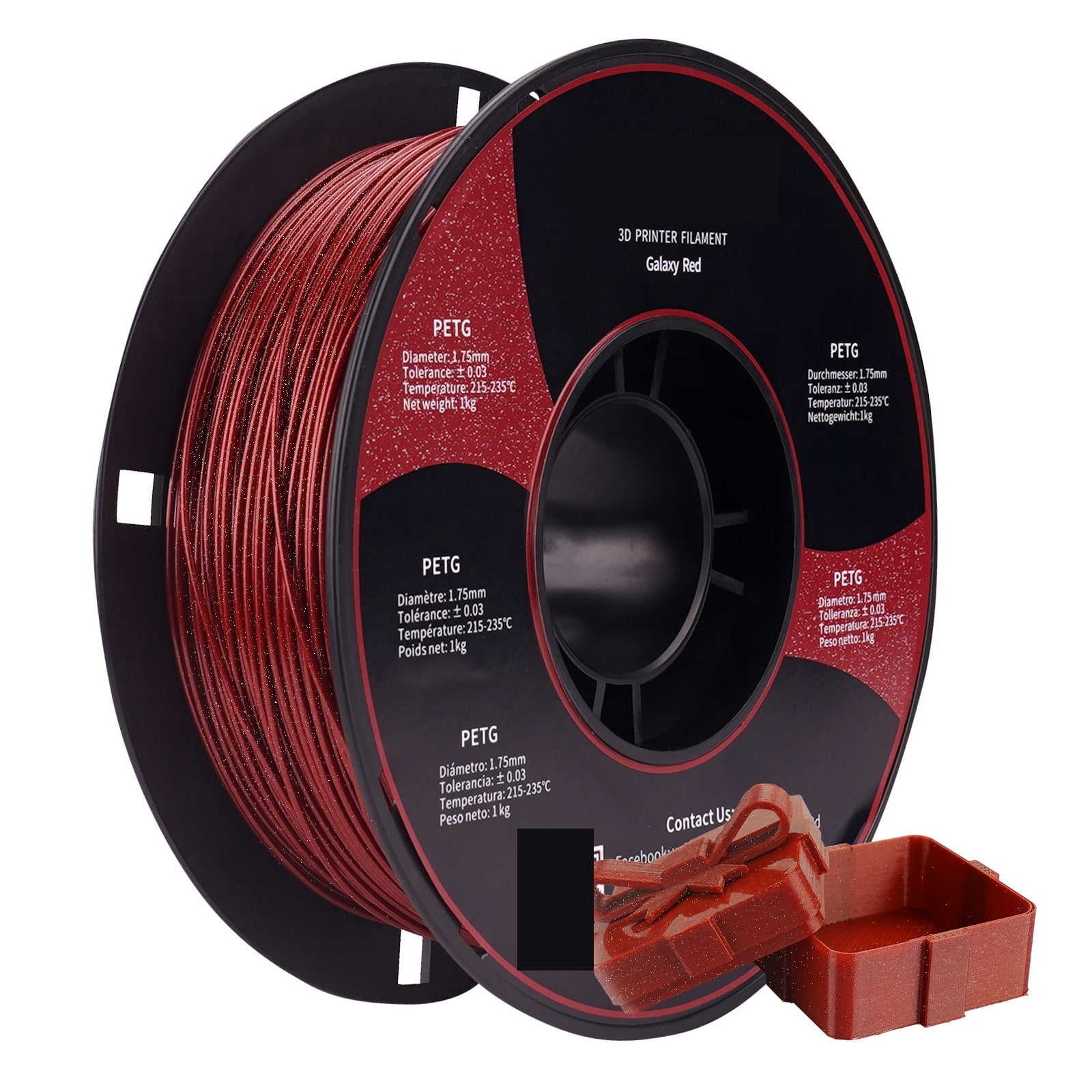 PETG Glitter 3D Filament For FDM 3D Printer Sparkly Shining Material 1KG Diameter 1.75mm ,Smooth and Stable