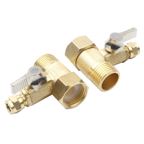 Pxyelec Valve à Bille en Laiton pour Robinet, 1/2PT Mâle 20.5mm à Femelle19.5mm, Purificateur d'Eau 1/4 Pouce (6.5mm) Adaptateur d'Alimentation en Eau Universel Intégré (Lot de 2)