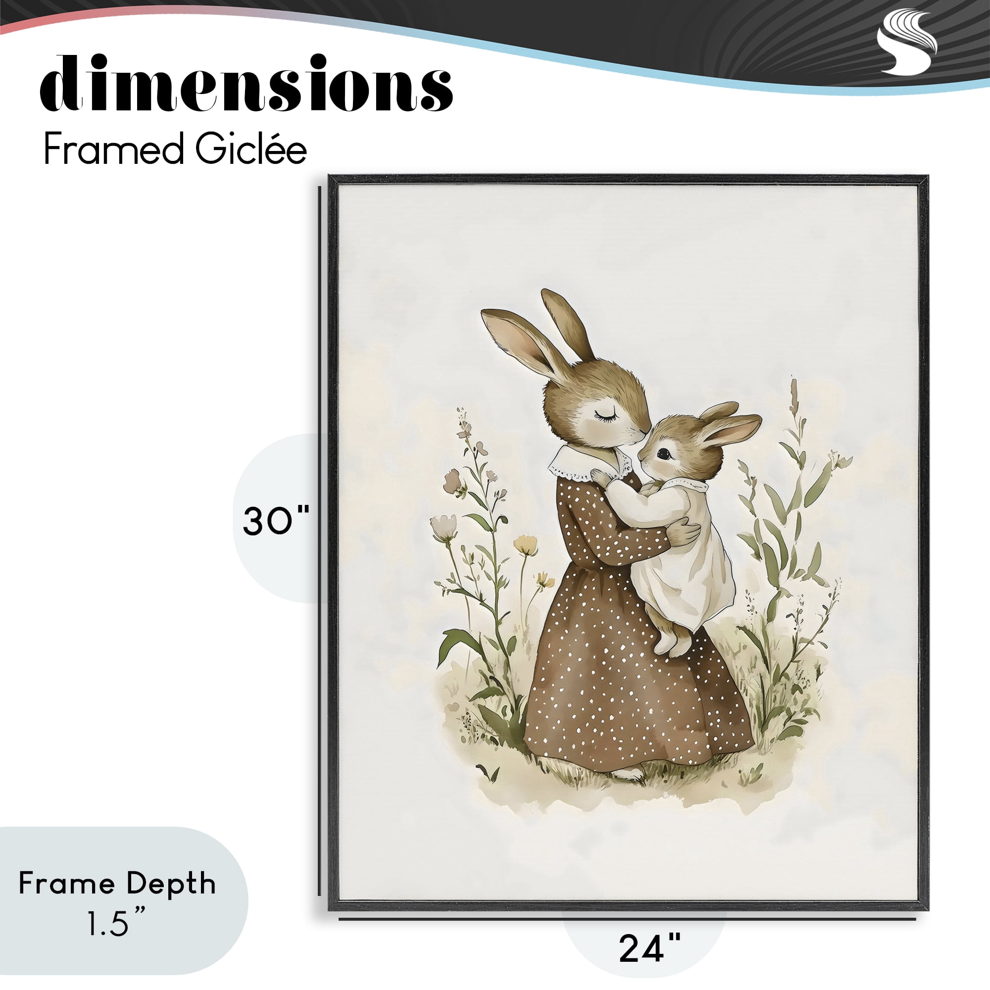 Stupell Industries A Mother's Love Rabbits Black Framed Giclee Art, design by Arlington Prints