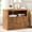 Brown, variant on LELELINKY 31" Fluted Nightstand with Charging Station, Oversized 1-Drawer Natural Wood Bedside Table with Gold Handle for Bedroom, Living Room, White
