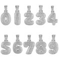 thumbnail image 4 of Colgantes con números árabes del 0 al 9 chapados en oro blanco de 18 quilates. Accesorios de joyería hip-hop., 4 of 7