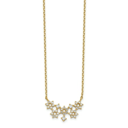 14K Yellow Gold Cubic Zirconia Cluster with 2In Extender Necklace