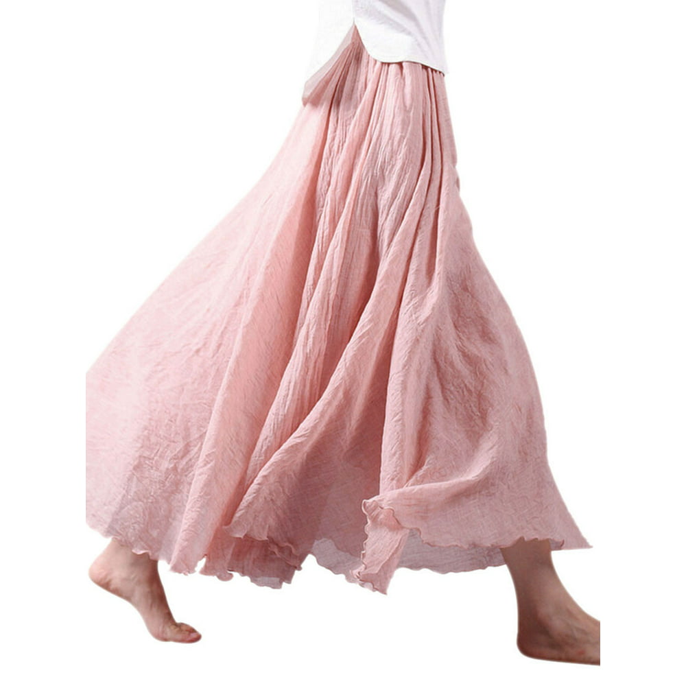Nlife - Women's Bohemian High Waist Flowy Double Layer Maxi Skirt ...