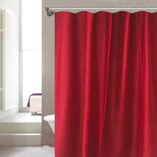 Serenity Dobby Design Metallic Shimmer Shower Curtain, Burgundy, 70x72