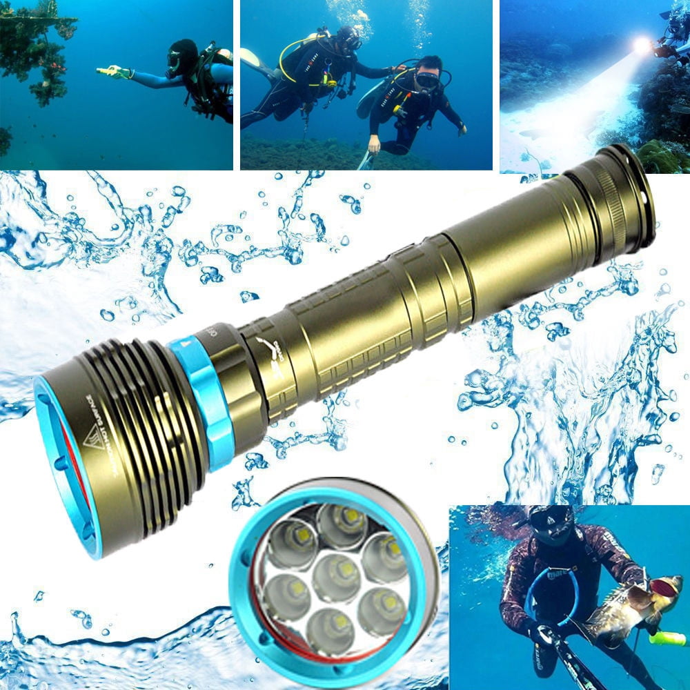 LED UV Flashlight Diving Ultraviolet Purple Lantern Underwater Scuba Torch 200M 