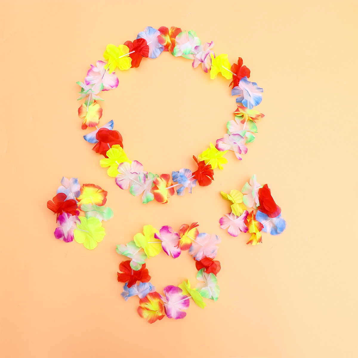 Hawaiian Style Skirt Set Simulation Flower Headdress Bracelets Hanging