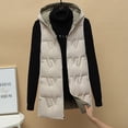 thumbnail image 4 of BKQCNKM Puffer Vest Women Vests for Women 2024 Women Casual Solid Coat Hooded Vest Zipper Pocket Loose Sleeveless Jacket Reversible Coat Long Puffer Vest Women, Beige XL, 4 of 6