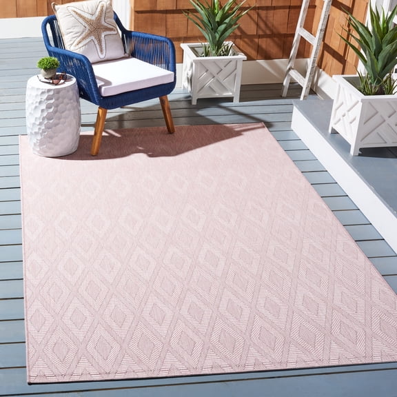 Safavieh Courtyard Teodor Geometric Indoor/Outdoor Area Rug, Pink, 6'7" x 9'6"