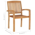 thumbnail image 4 of vidaXL Stacking Garden Chairs with Cushions 4 pcs Solid Teak Wood, 4 of 5