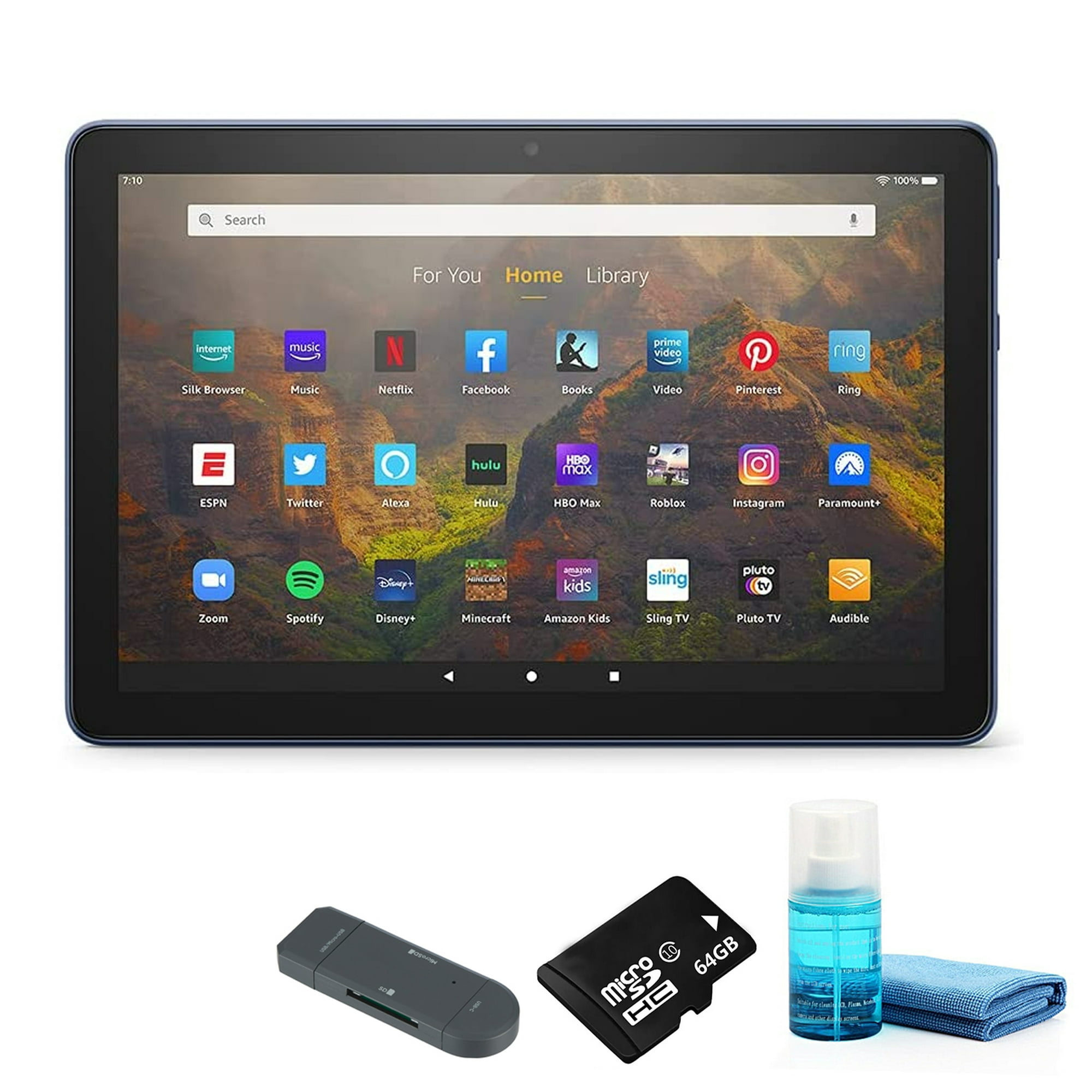 Fire HD 10 Inch Tablet Full HD, 32GB Denim (2021) with 64GB Micro SD Card