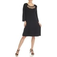 thumbnail image 2 of White Mark 3/4 Sleeve Crisscross Neck Dress (Women's & Women's Plus), 2 of 5