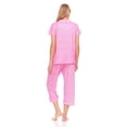 thumbnail image 4 of Lati Fashion Women Pajamas Set Capri and Button Down Top Short Sleeve, 2-Piece Female Pajamas Set Pink M, 4 of 4