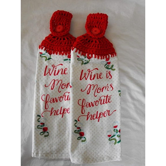 WINE IS MOM'S FAVORITE HELPER - SET OF 2 HANGING KITCHEN TOWELS