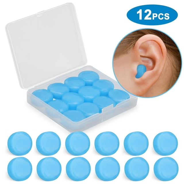 HLONK 12 Pcs Bouchons d'Oreilles en Silicone Réutilisables et Moulables pour Hommes Femmes Réduction de Bruit 25dB NRR