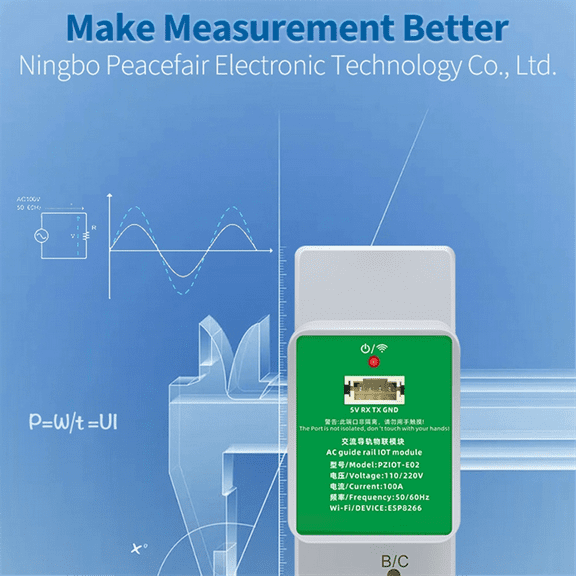 Tasmota Wifi Energy Power Meter AC Single Phase Din Rail Meter Electric Wattmeter Tasmota ESPHome for Home Assistant,1 * tasmota wifi Energy Power Meter 2 * Cable