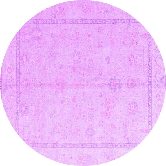 Ahgly Company Indoor Round Oriental Purple Traditional Area Rugs, 7' Round