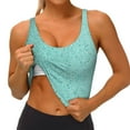 thumbnail image 3 of Fotbe Teal Turquoise Glitter Sujetador Deportivo Largo sin Aros para Mujer con Almohadillas y Soporte Medio, Transpirable y Absorbente, Camiseta Tipo Chaleco o Tank Top-XX-Large, 3 of 8