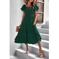 thumbnail image 2 of Women's Summer Short Puff Sleeve Smocked Dress Square Neck Long Dresses, 2 of 6
