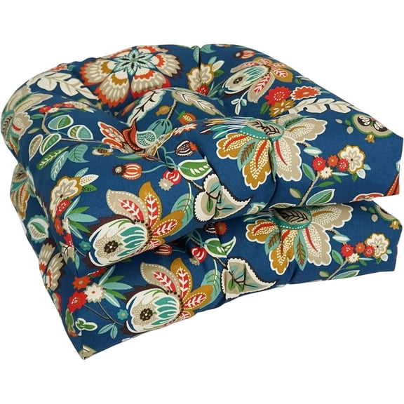 DYJP Outdoor Rounded Back Chair Cushion, 19" x 19", Telfair Peacock 2 Count