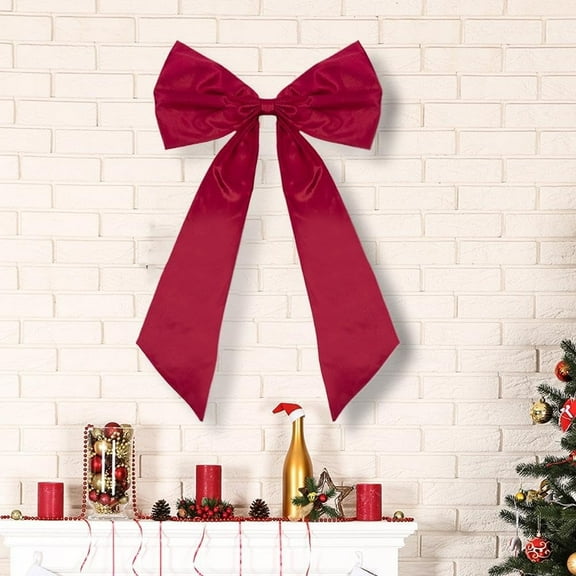 Christmas Decorations - Christmas Decor - Bows for Christmas Tree - Big Red Velvet Bow for Tree Topper Window Wall Mantle - Indoor Home Room Party Valentines Xmas Decoration