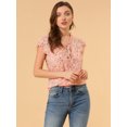 thumbnail image 3 of blusa de gasa con mangas casquillo ligera con volantes para mujer Rosa oscuro M, 3 of 6