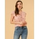 thumbnail image 3 of Blusa de gasa Allegra K con mangas casquillo ligera con volantes Rosa oscuro XS, 3 of 6