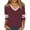 Brick Red, variant on Trendfront Womens Summer V Neck 3/4 Sleeve Tops Classic Stripe Pattern Printed Tees Casual Fashionable Style Apparel T-Shirts