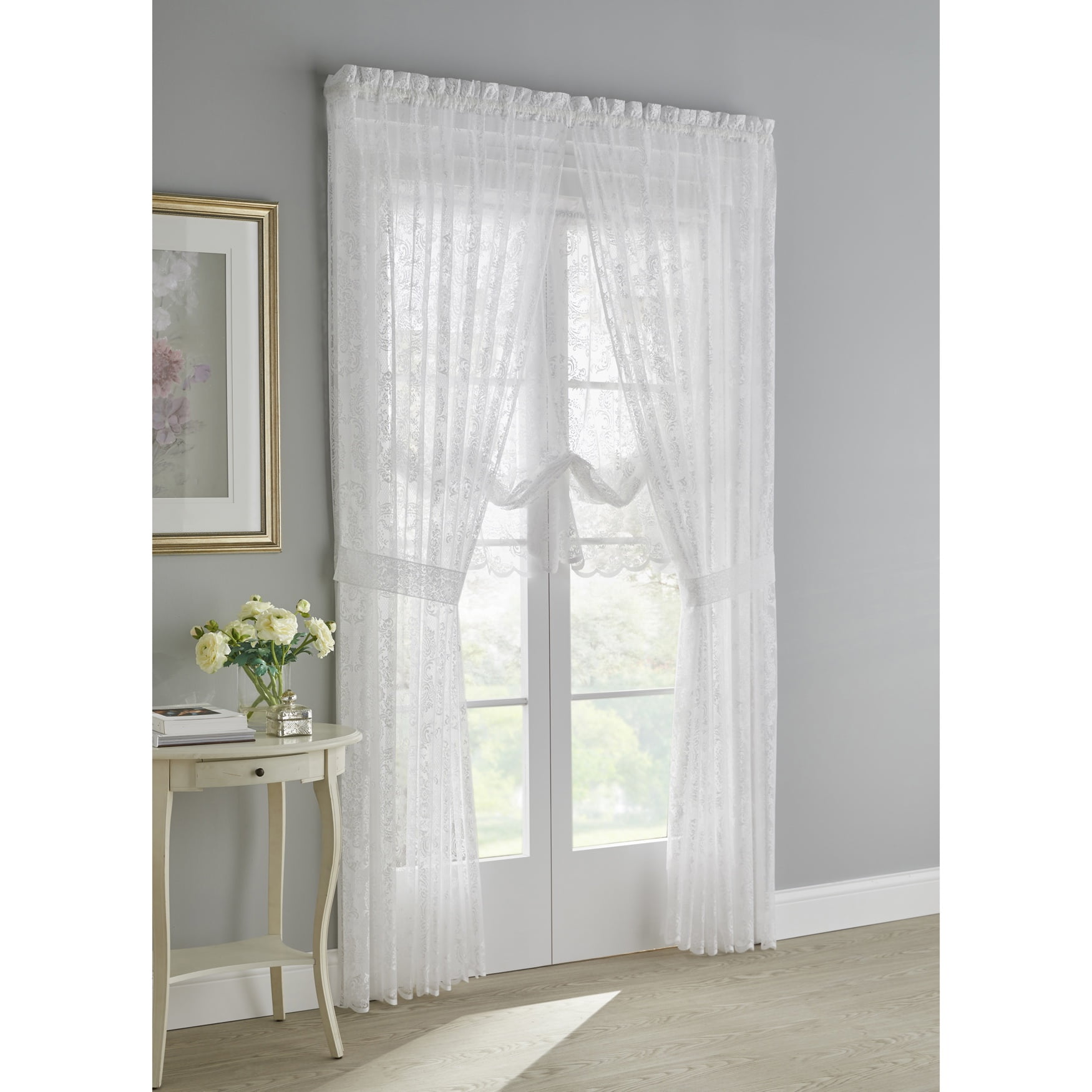 Elsa White Floral Net Curtain FREE DELIVERY Various Widths And Drops 