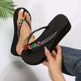 thumbnail image 5 of GPOECD Elegant Flip Flops for Women Summer Thick Sole Open Toe Slippers Casual Outdoor Wear Indoor Slippers for Women 03_Black,6.5, 5 of 9