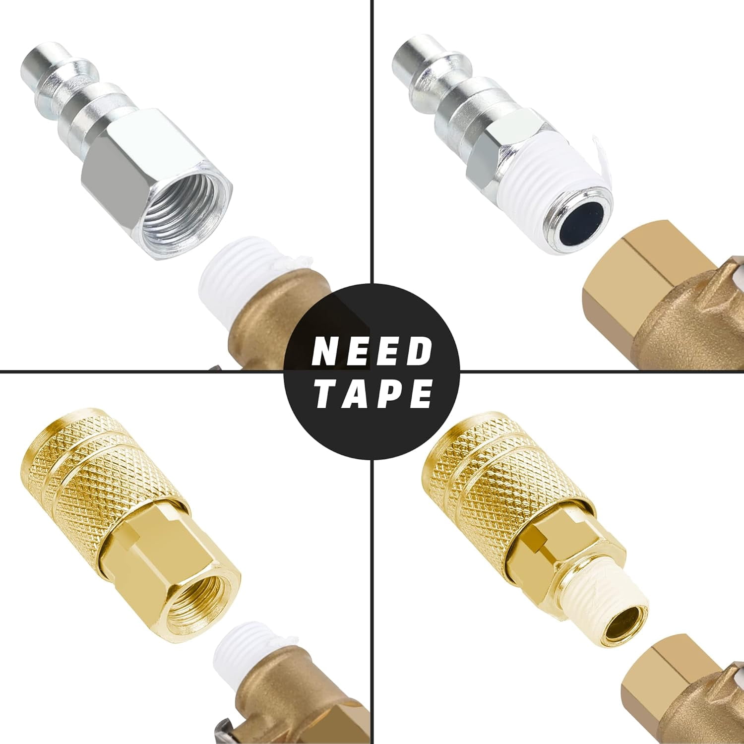 MKEUDQ-Brass Air Coupler, 1/4 Inch Body Size, 3/8 Inch NPT Female Threads Size, Industrial M-Type, 1 Piece Air Compressor Hose Fitting
