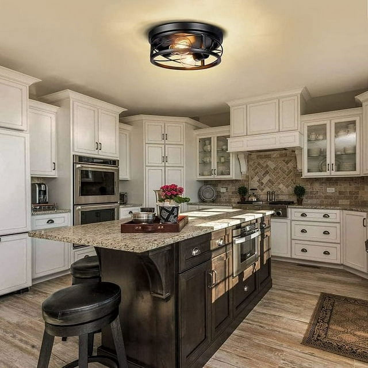Flush Mount Ceiling Light Fixtures with 2 Bulbs Farmhouse Flush Mount Ceiling Light 2-Light Ceiling Lamps for Kitchen Bedrooms Foyer Hallways