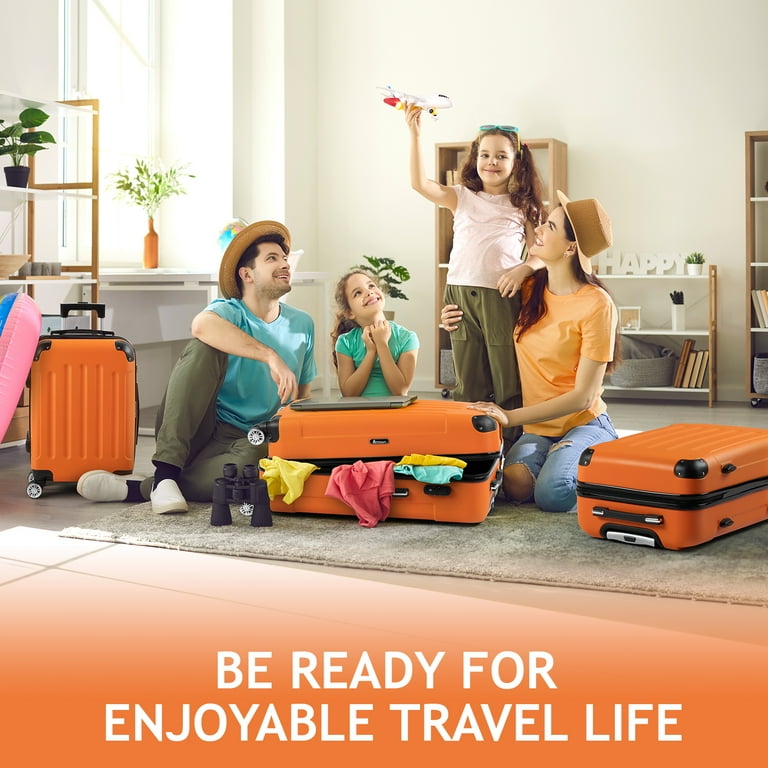 Zimtown Hardside Lightweight Spinner Orange 3 Piece Luggage Set