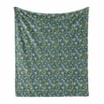 thumbnail image 1 of Floral Soft Flannel Fleece Throw Blanket, Flowers Feminine Vintage English Blossoms, Cozy Plush for Indoor and Outdoor Use, 60" x 80", Sea Blue Mustard, by Ambesonne, 1 of 5
