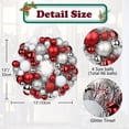 thumbnail image 4 of Christmas Ball Wreath Multi Color 13"Xmas Wreaths Ornaments Glitter Thicken Shatterproof Hanging Balls Holiday Party Wedding Christmas Door Wall Tree Mantel Decor Red & White & Silver, 4 of 6