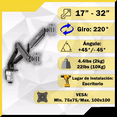 thumbnail image 2 of Soporte Doble Monitor para 2 Monitores de 17” a 32” Pulgadas Lab.G, Negro, 2 of 5