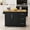 Black, variant on Kitchen Island Cart with 2 Door Cabinet and Three Drawers,43.31 Inch Width with Spice Rack, Towel Rack