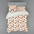 thumbnail image 2 of Ambesonne Fruit Bedding Set 3 Pcs, Cherry Fruit Pattern, Twin XL, White Vermilion Green, 2 of 3