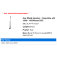 thumbnail image 2 of Rear Shock Absorber - Compatible with 2003 - 2005 Nissan 350Z 2004, 2 of 2