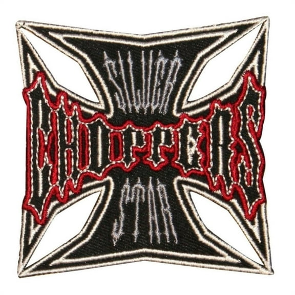 Maltese Cross Silver Star Chopper Patch Biker Symbol Badge Embroidered Iron On Applique Patch