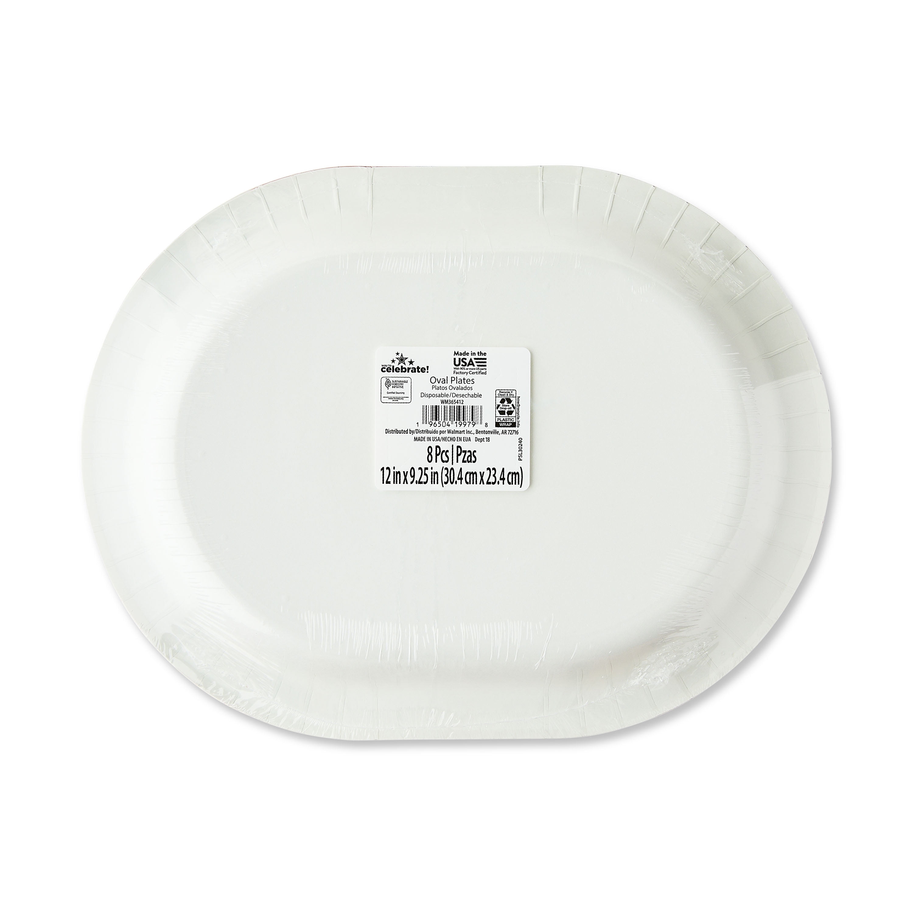 4th of July, Patriotic Flag Disposable Paper Plates, 9.5" x 12", Red/White/Blue, 8 Count, by Way To Celebrate