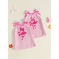 thumbnail image 3 of Miaouyo Toddler Girl Sleeveless Dress Bowknot Letter Embroidery Crew Neck Dress, 3 of 9