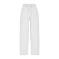 thumbnail image 4 of Mlzmgr Wide Leg Pants for Women Drawstring High Waisted Loose Comfy Cropped Pants Solid Color, 4 of 6