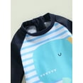 thumbnail image 5 of Bagilaanoe Toddler Baby Girls Boys One-Piece Swimsuit Dinosaur Stripes Print 3/4 Sleeve Zipper Rashguard Swimwear 1T 2T 3T 4T 5T 6T Kids Bathing Suit, 5 of 9