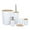 White, variant on Leodye Papillon 6-Piece Bathroom Accessories Set, Toothbrush Holder with Cup, Soap Dispenser & Dish, Toilet Brush, Trash Can, Tumbler Set