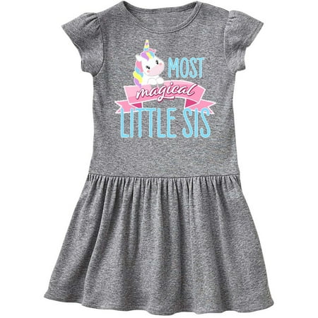 

Inktastic Most Magical Little Sis- cute unicorn Gift Toddler Girl Dress
